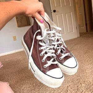 Custom Brown Hightop Converse - size 8